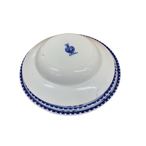 386 - Three Royal Worcester Aesthetic blue floral bowls, with a further collection of blue lace bordered e... 