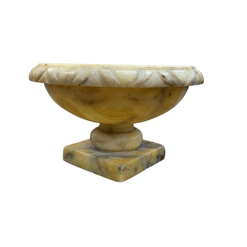 261 - Two Grand Tour carved alabaster pedestal urns, largest H 10cm x D 18cm