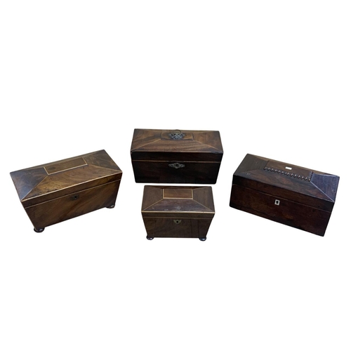 477 - Mixed Quantity of antique treen sarcophagus tea caddies (4)