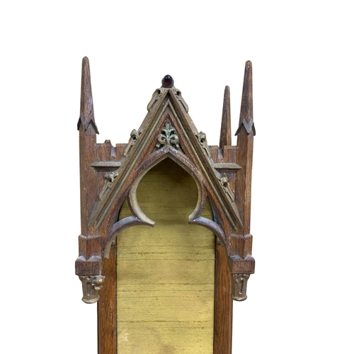 487 - Antique Ecclesiastical wall bracket, having internal turquoise and gold star hand painted roof, with... 