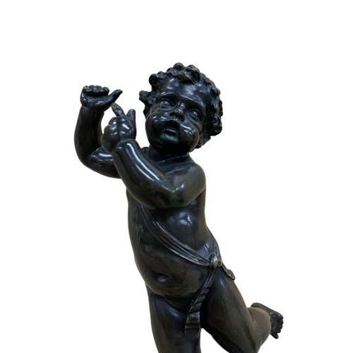 273 - Exceptional quality pair of Grand Tour bronze putti figures, one having gilt flute instrument to wai... 