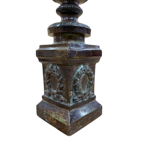 274 - Antique Grand Tour souvenir of bronze urn atop pedestal base, H 28cm