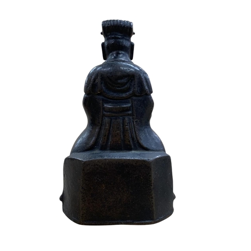 319 - Mind period Chinese god of wealth bronze figure, H 11cm