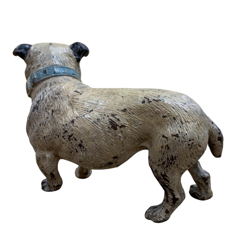 171 - Cold painted bronze bulldog figure, marked Geschutzt to stomach, H 7.5cm x L 11cm