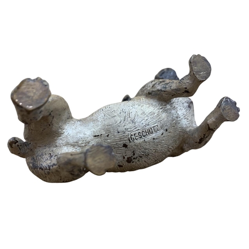 171 - Cold painted bronze bulldog figure, marked Geschutzt to stomach, H 7.5cm x L 11cm