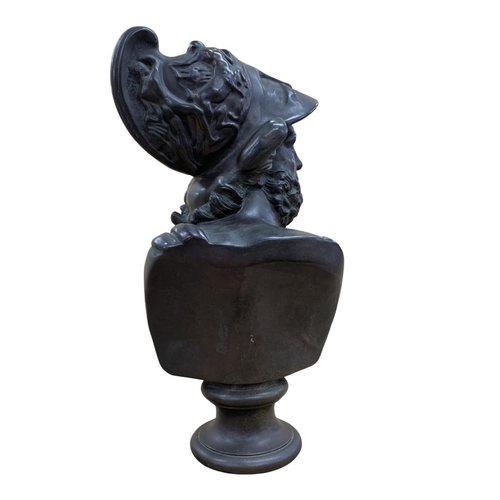 271 - Large Grand Tour bronze bust of Ajax, atop a waisted socle base, 32cm high