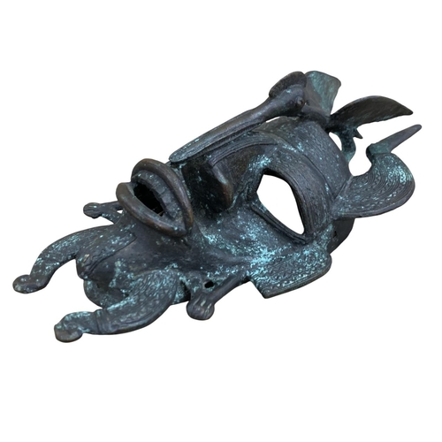 316 - Bronze African Senufo tribe ceremonial mask, L 32cm