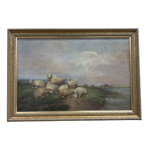 1478 - William G Meadows (act. 1870-1895) - herd of sheep, signed, oil on canvas, 73cm x 48cm, framed