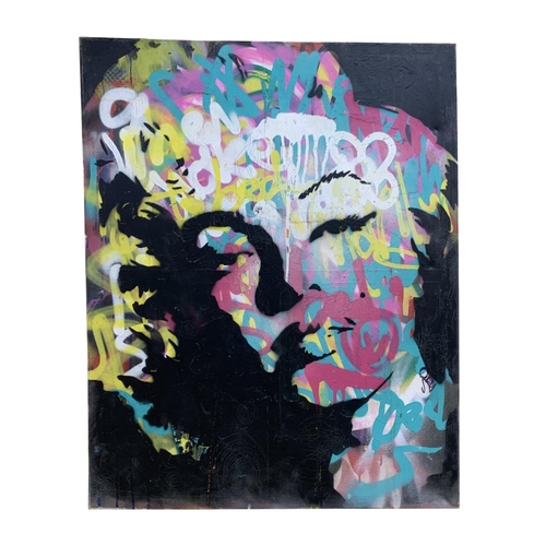 1480 - Street Art - Marilyn Monroe portrait, unsigned, graffiti on canvas, 102cm x 80cm, unframed