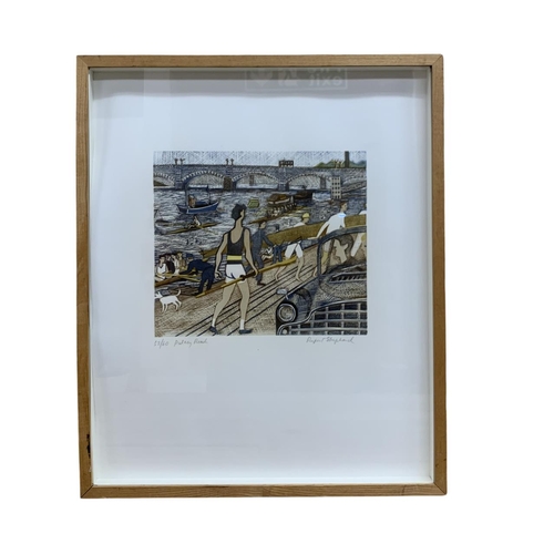 1492 - Rupert Shephard (1909-1992) 'Putney Beach', signed and numbered 52/60, linocut, 55cm x 45cm, framed