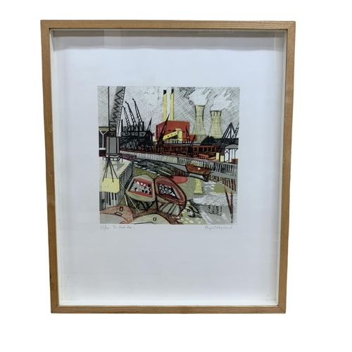 1493 - Rupert Shephard (1909-1992) 'The River Lea'', signed and numbered 25/60, linocut, 55cm x 45cm, frame... 