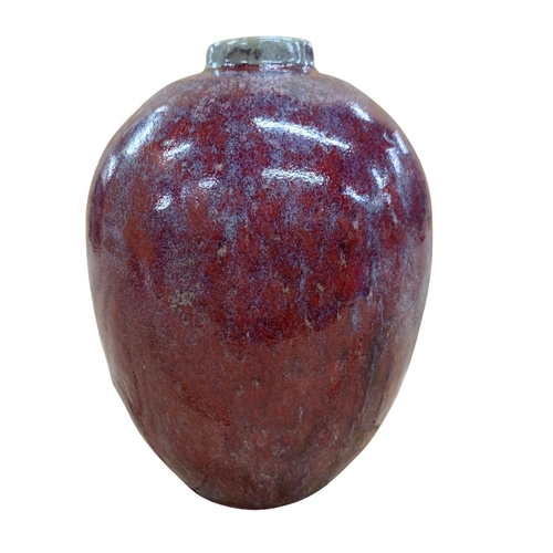 342 - Chinese sang de boeuf glazed ovoid vase, H 22cm x D 15cm