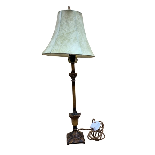 1079 - Mixed quantity of lighting to include an impressive glazed ochre ceramic table lamp, a continental f... 