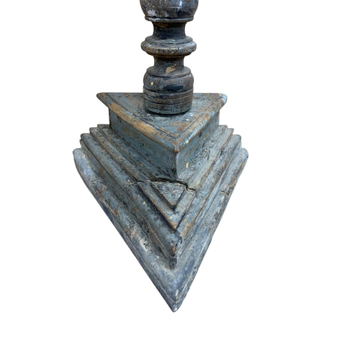 1087 - Large 18th century French hand carved Pique Cierge candlestick holder, H 120cm