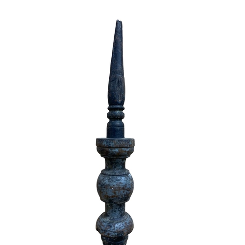 1087 - Large 18th century French hand carved Pique Cierge candlestick holder, H 120cm