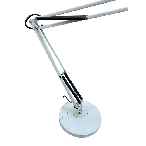 1089 - Large anglepoise style desk lamp, cream colourway, atop heavy circular base, H 80cm