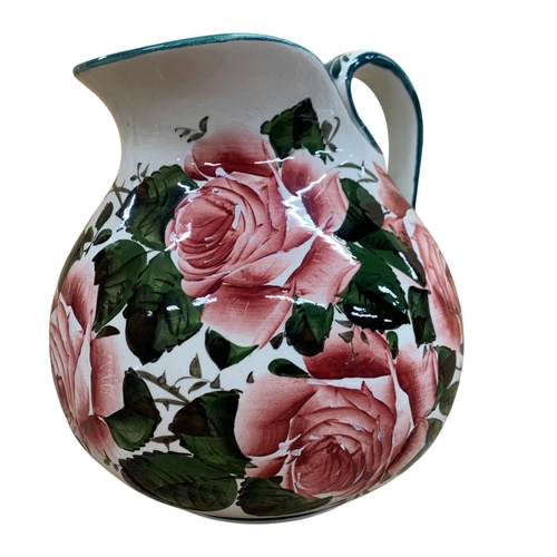 432 - Wemyss Ware wash jug and bowl in the 'Cabbage Rose' pattern, both pieces stamped to verso, jug H 24c... 