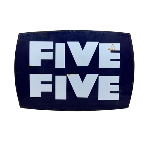 1011 - Advertising - large 'Five Five' enamel sign, white text on dark blue ground, W 123cm x H 83cm