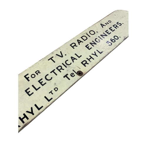 1017 - Advertising - ' R. J. Jones TV Radio And Electrical Engineers ' painted wooden sign, H 15cm x W 136c... 