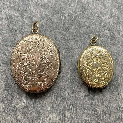 34 - Two Victorian 9ct back and front locket pendants,13.3g