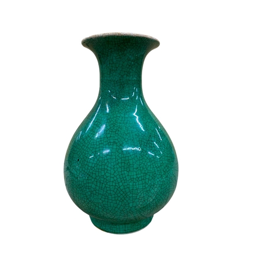 333 - Chinese green crackle glazed vase of baluster form with flared neck, H 30cm