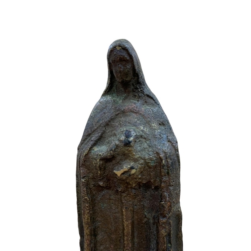 276 - Heavy bronze figure of Virgin Mary, possibly archaic, H 16cm