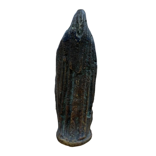 276 - Heavy bronze figure of Virgin Mary, possibly archaic, H 16cm