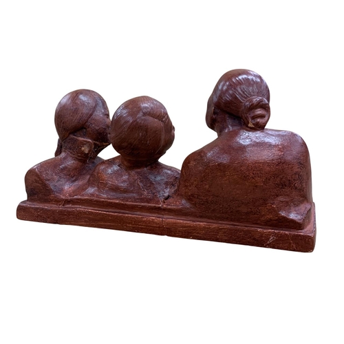 422 - Gaston Hauchecorne (1880-1945) Terracotta maquette, study of three laughing Chinese women, W 25cm x ... 