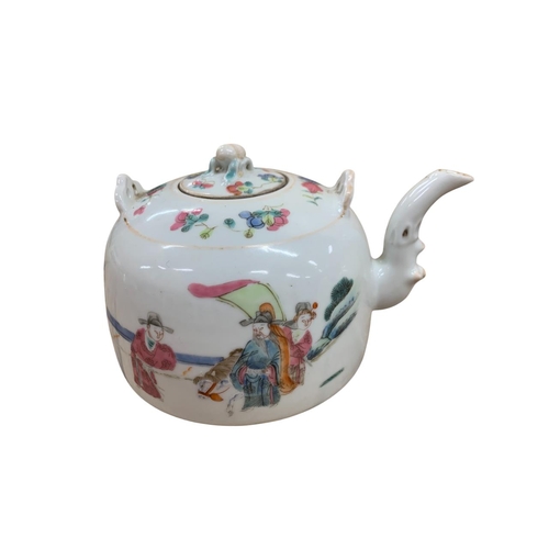 343 - Quantity of Chinese porcelain to include a near pair of 19th century famille rose teapot decorated w... 