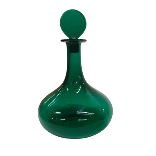 392 - Mixed quantity of green glass to include twisted handle decanter, ships flat bottom decanter with et... 