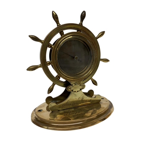 227 - Winston Churchill interest - An exceptional brass ships wheel desktop barometer gifted to Winston Ch... 