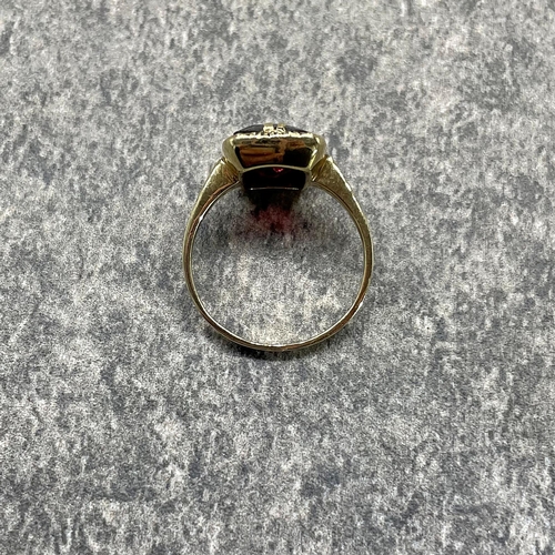 24 - 9ct garnet and seed pearl ring, size N/O, with a solitaire garnet ring, 2.5ct approx, size M, (stone... 