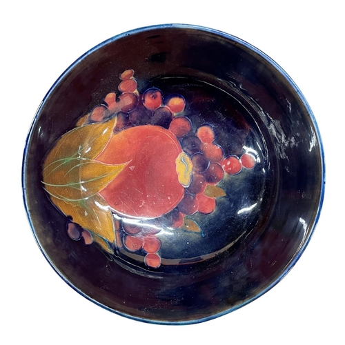 376 - Moorcroft Pottery Pomegranate pattern floral bowl, signed to base, H 9cm x D 18cm