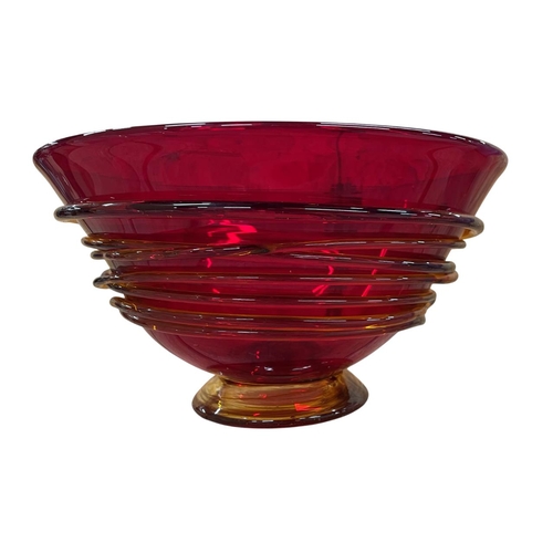 402 - Assortment of Murano glass to include purple facoletto vase, a ruby red glass bowl with trailing amb... 