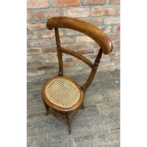 1185 - Late Victorian mahogany childs high chair or correction chair to encourage good posture, with cane s... 