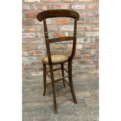 1185 - Late Victorian mahogany childs high chair or correction chair to encourage good posture, with cane s... 