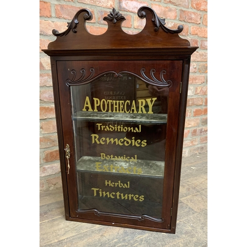 1186 - Late 19th / early 20th century 'Apothecary' glazed display cabinet, the door opening to an interior ... 