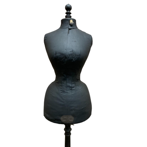 581 - Stockman of Paris - Antique Napoleon III wasp waisted adjustable mannequin, lowest height 150cm