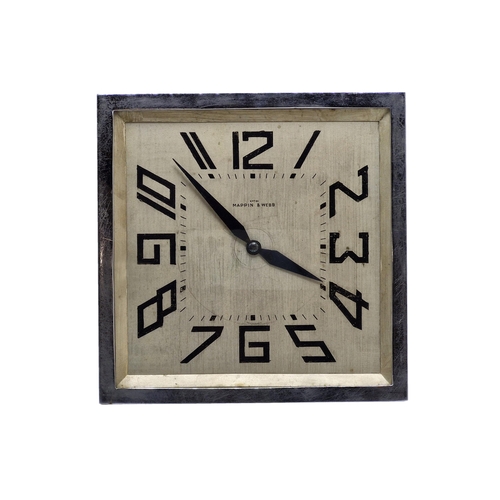 202 - Art Deco Mappin & Webb chrome easel clock, 20 x 20cm