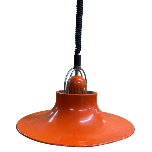 1122 - 20th Century retro space age Italian pendant light with orange shade and chrome central frame, diame... 