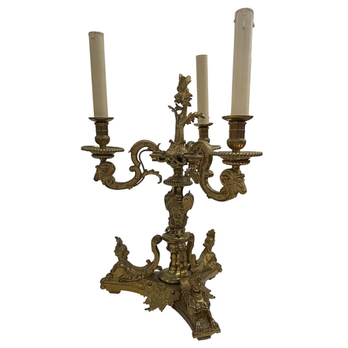 1071 - Pair of exceptional French Louis XV style gilt bronze Ormolu candelabra, after Andre Charles Boulle,... 