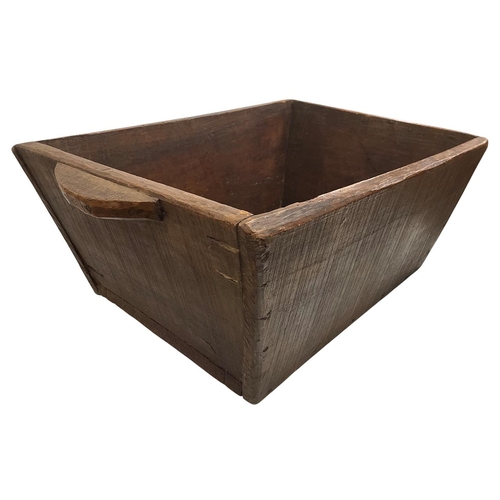 488 - Mixed quantity of treen and metalware to include a French chestnut wood log box, copper Gypsy cookin... 