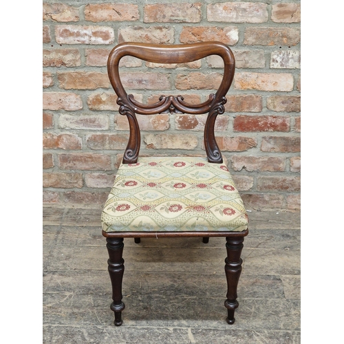 1226 - Good quality 19th century mahogany balloon back campaign chair with upholstered seat, raised on turn... 