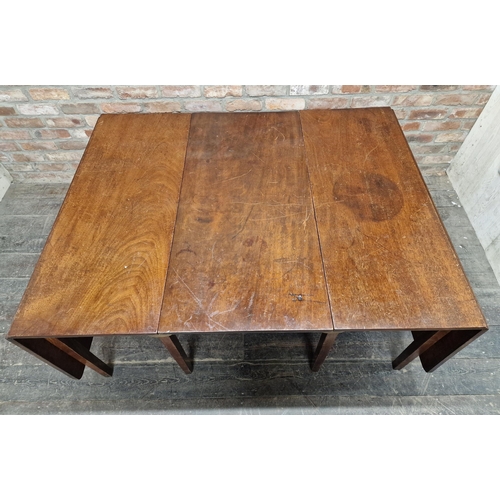 1249 - 19th century mahogany drop leaf extending dining table with single leaf, H 72cm x W 254cm x D 114cm