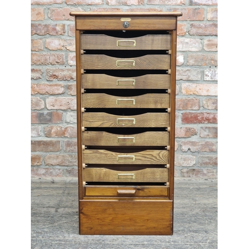 1267 - 20th century Danish tambour front cabinet fitted with eight cutlery drawers by M & L Thorengaard, H ... 