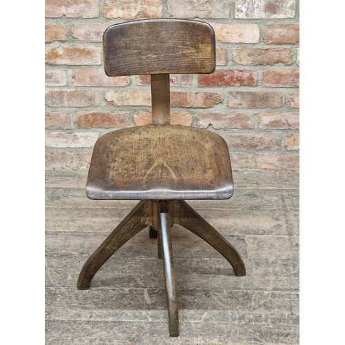 1283 - Ama Elastik - Art Deco industrial swivel chair, H 80cm x W 40cm x D 48cm