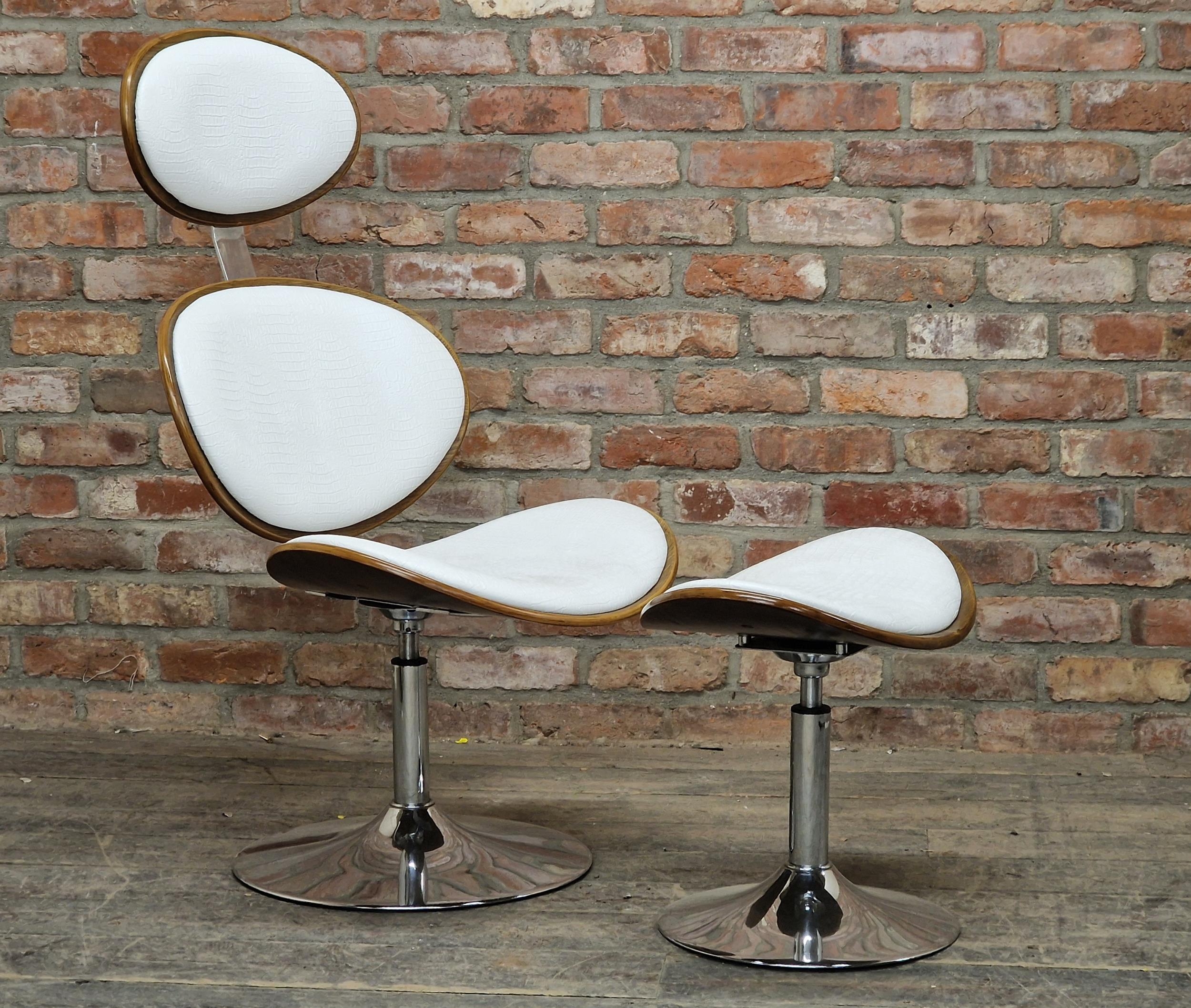 Dan Form Danish 'Curve' lounge chair with faux crocodile skin