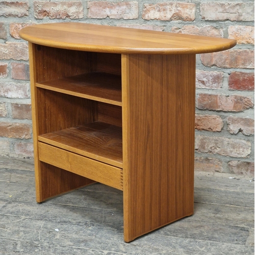 1322 - Kai Kristiansen - Mid century teak small sideboard fitted with two shelves and a single drawer, H 64... 