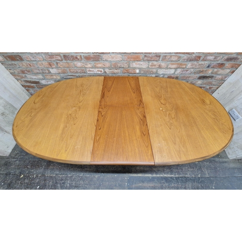 1333 - G Plan - Mid century teak extending dining table together with six chairs, H 72cm x W 163cm x D 107c... 