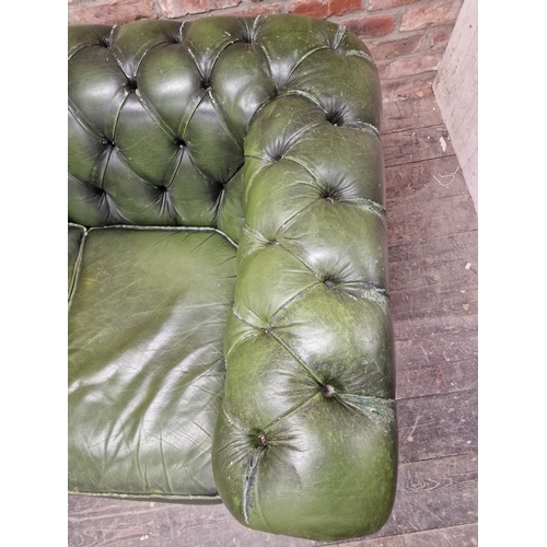 1334 - 20th century button back Chesterfield sofa with studded edging, H 68cm x W 188cm x D 90cm